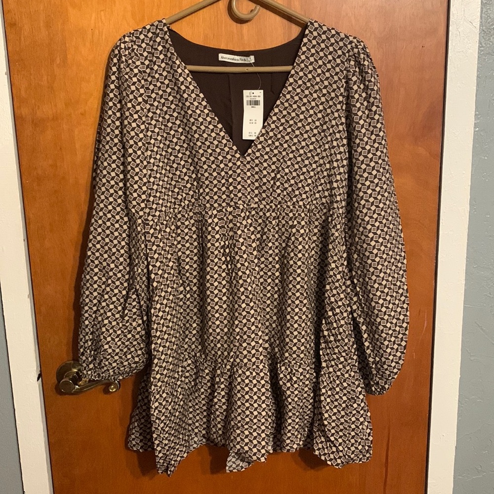 Abercrombie Puff Sleeve Trapeze Mini Dress